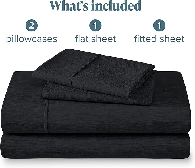 Bare Home California King Sheet Set - 1800 Ultra-Soft Microfiber Cal King Bed Sheets - Double Brushed - Deep Pockets - Easy Fit - 4 Piece Set (California King, Heathered Black)