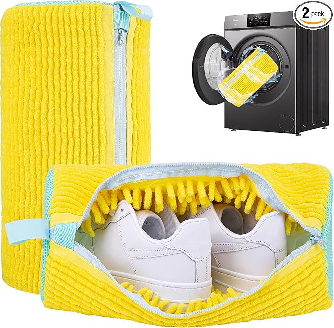 Shoe Washing Machine Bag: 2 Pack Reusable Shoes Cleaning Bags, Heavy Duty Shoe Laundry Bag for Washer & Dryer, 360° Deep Clean for Sneakers Tennis Shoes