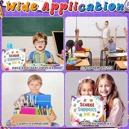Gilprop 39 Pcs Back to School Supplies Essentials Bundle Include Pencils Scissors Ruler Eraser Crayon Sharpener Notebook Pencil Case Folder Notebook(Purple)