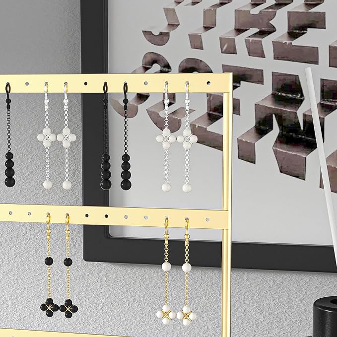Julysky Earring Holder Organizer,Earring Holder Stand for Hanging Earrings,Earring Display Stand，Earring Organizer Stand，Earring Tree (Golden, 3 Layers)