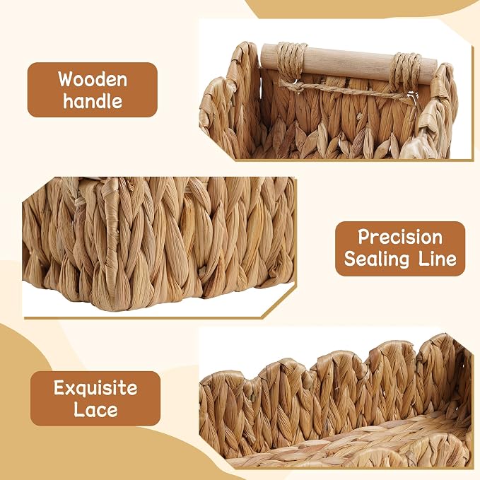 Toilet Paper Storage Basket Bathroom Counter Organizer Wicker Baskets for Organizing Cute Basket for Bedroom Nursery Room Kitchen Bathroom Decor -Natural