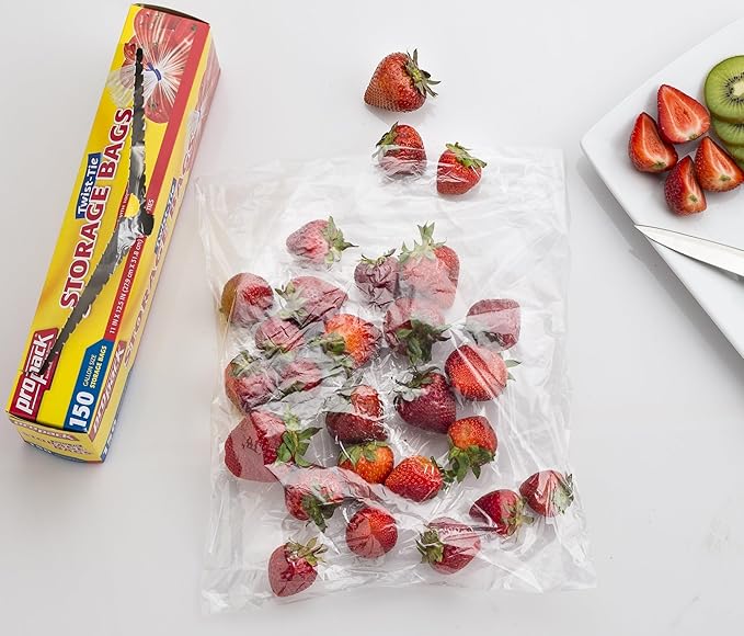 Disposable Plastic Storage Bags With Original Twist Tie, 1 Gallon Size, 600 Bags, Great For Home, Office, Vacation, Traveling, Sandwich, Fruits, Nuts, Cake, Cookies, Or Any Snacks (4 Packs)