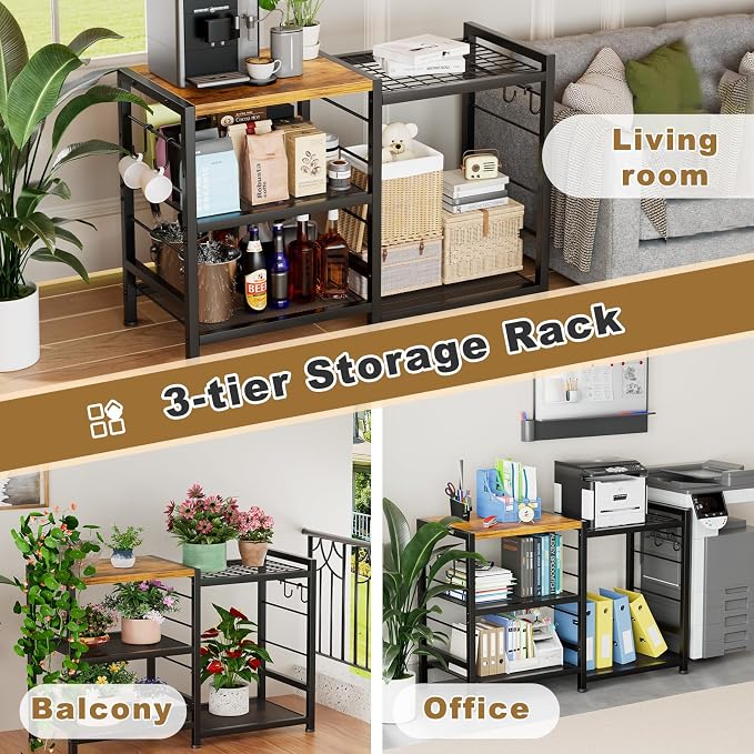 Rolling Kitchen Microwave Cart, Microwave Stand with Wheels, Bathroom Organizers and Storage Shelf, Coffee Bar Table Station, Utility Side Table for Living Room Office (NewBrown)