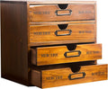 Modular Stackable Apothecary Cabinet 4 Drawer Desk Organizer - Retro Library Card Catalog Wood Storage Box - Organize Stationery, Thread Embroidery, Sewing, Crafts, Junk Drawer & Supplies Countertop