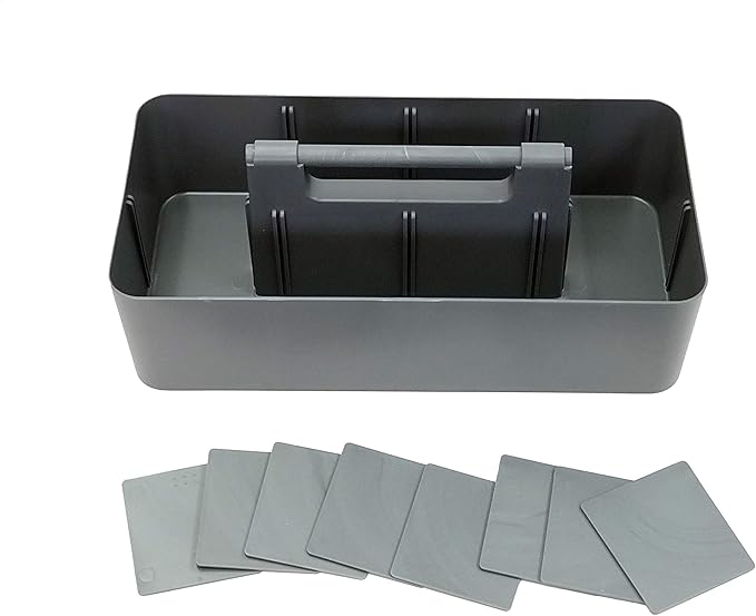 -Large Portable Caddy, DIY Dividers, 8 Compartments, School Office Supplies Business Organizer,Portable Basket with Handle Made in USA (3 PACK, Black/Gray/Ivory)
