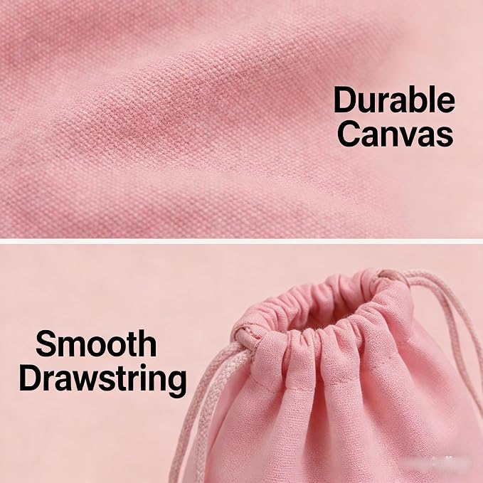 Pointe Shoe Bag Breathable Canvas Ballerina Dance Bag Soft Sole Drawstring Ballet Accessories (Canvas Drawstring, Pink)