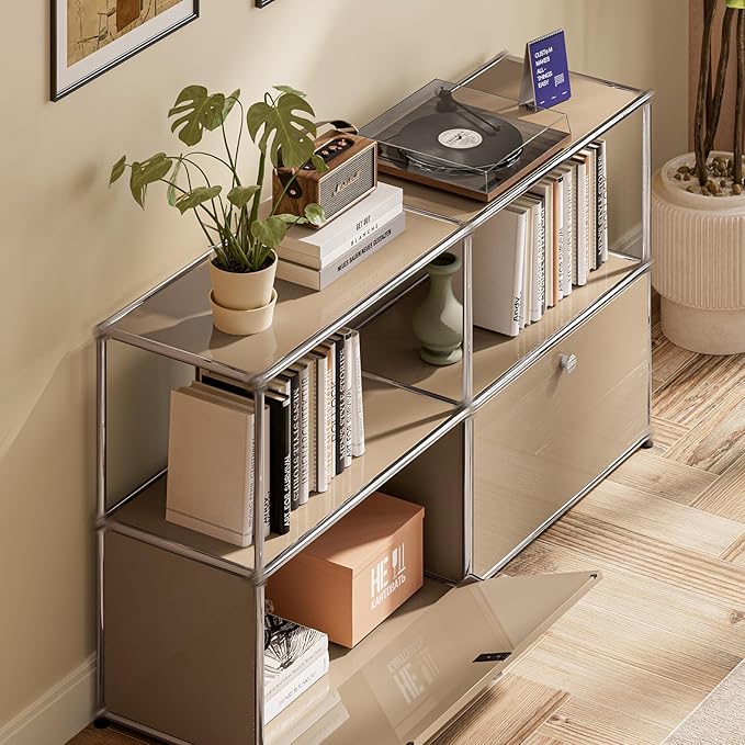 Modern Storage Cabinet Brown F Versatile Free-Standing Organizer for Home Office Décor, Green (Brown, F-15 D x 60" W x 29" H)