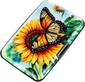 Credit Card Holder for Women Men RFID Blocking Wallet Small Business Metal Slim Mini Aluminum Hard Case (Sunflower Butterfly)