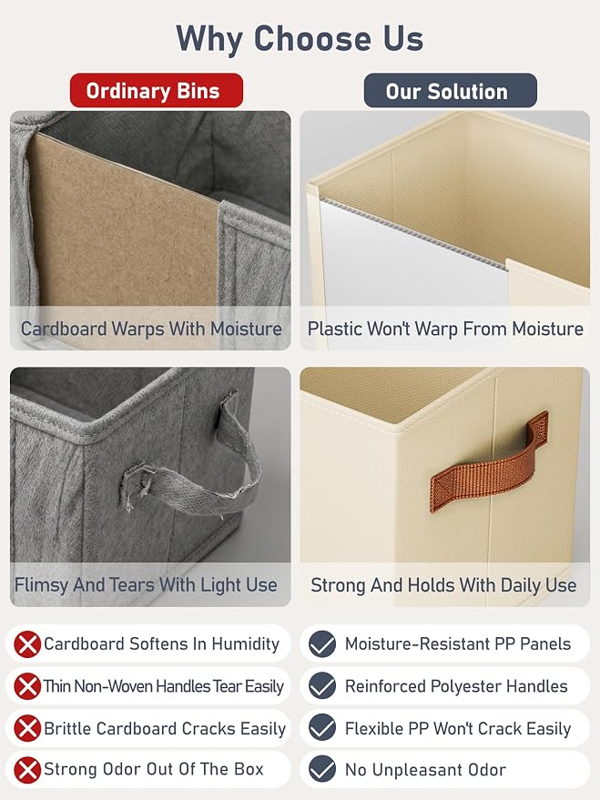 DIMJ 10 Pack Large Closet Storage Baskets Bins for Shelves, Collapsible Fabric Closet Organizers and Storage with Polyester Handles, Decorative Baskets for Organizing Clothes, Linen Closet 16x12x10