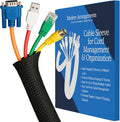 Cable Management Sleeve & Cord Organizer for Desks - Wire Management Cover to Conceal & Protect Messy Cables for Computers, TV & Electronics - 10 ft x 0.5"
