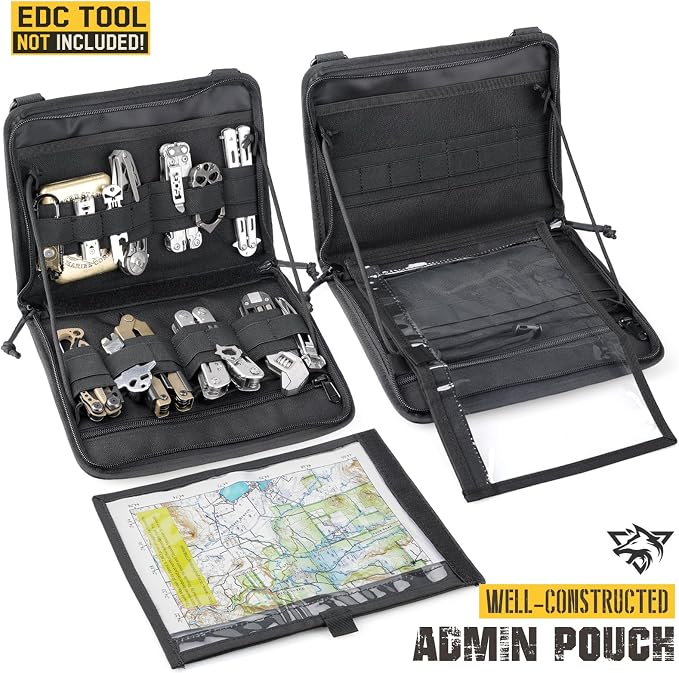WYNEX Tactical Molle Admin Pouch, Laser-Cut, EDC Organizer Tool Pouch | Utility Organizer EDC Medical Bag, EDC Pocket Modular Pouch, Tactical Accessories EDC Pouch, Include U.S Patch