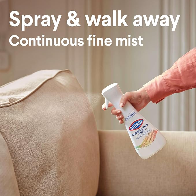 Clorox Disinfecting Mist, Lemongrass Mandarin, Household Essentials, 3 Refills, 16 Fl Oz Each