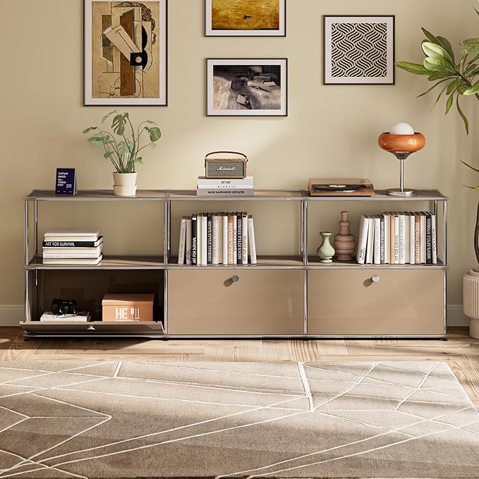 Modern Storage Cabinet Sideboard Versatile Free-Standing Organizer Cabinets for Home Office, Living Room, Bedroom, Kitchen, Garage