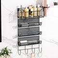 VITVITI Metal Hair Tool Organizer Wall Mount, Hair Dryer Holder with 4 Tier Shelf Basket Hooks, Bathroom Styling Tool Organizer for Curling Iron/Blow Dryer/Straightener, Matte Black
