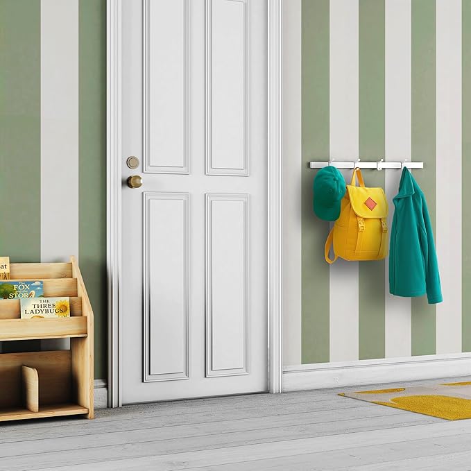 Modern Aluminum Wallmount Organizer, 32.3" Rail with Adjustable 4 Hooks, Wall Rail (Ivory) (Black, 32.3" Rail with 4 Hooks)