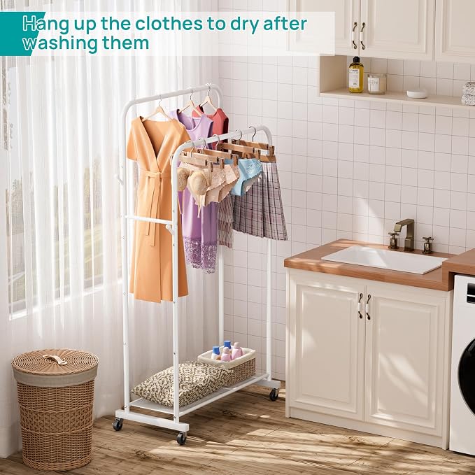 SINGAYE Wardrobe Standing Closet Clothing Rack With Shelf Hanging Clothes | Wardrobe Open Compact Small Metal Garment Hanger Stand Alone Free Standing Black Closet Rack Storage Organizer Heavy Duty