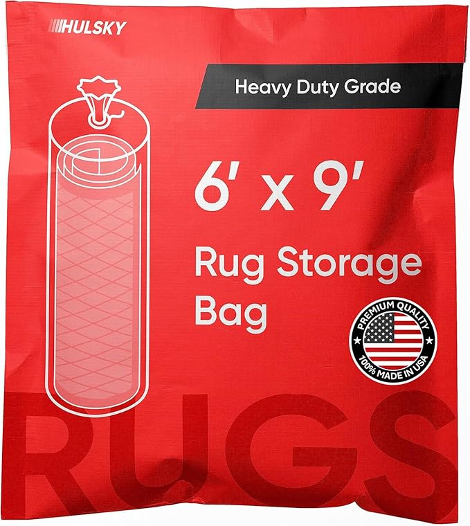Heavy Duty Rug Storage Bag - Premium USA-Made Quality - For Packing, Moving and Shipping - Tear-Resistant, Puncture-Resistant, Waterproof, Dustproof - Fits Rugs up to 6' x 9' - Zip Tie Closure