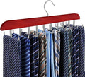 Tie Rack Hanger for Closet, 2 in 1 Belt Tie Hangers with 20 Folding Hooks, 360 Degree Rotating Wooden Tie Holder Organizer for Men Ties Belts Scarves Tank Tops Accessories, Walnut (1 Pack)
