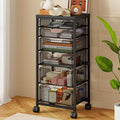Sbanmao 6 Drawers Rolling Utility Cart, Rolling Storage Cart with Wooden Tabletop, Storage Drawer Cart on Lockable Wheels, Craft Cart for Bedroom, Classroom, Office, Black