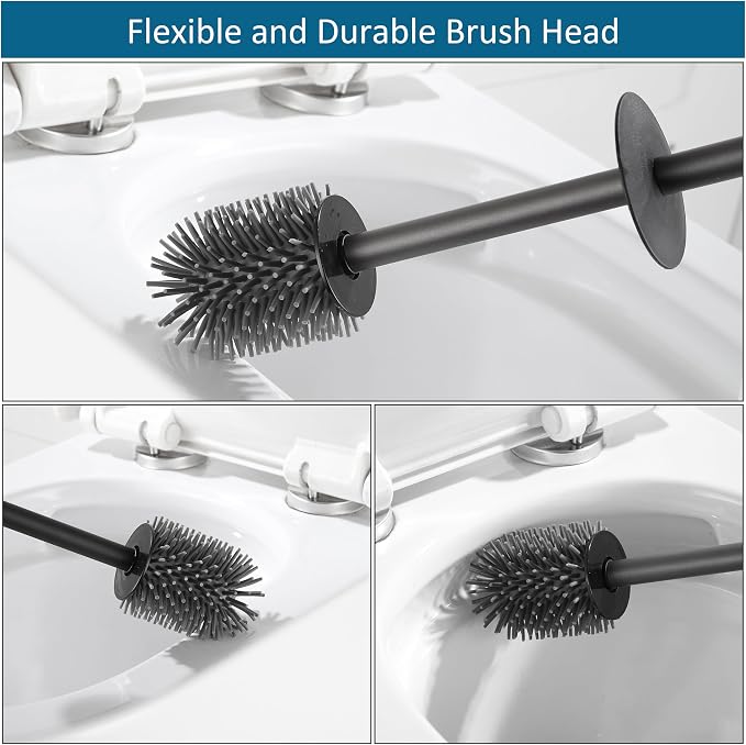 BVL Toilet Brush and Holder 2 Pack for Two Bathrooms, Matte Black | Two complete freestanding sets equip a main bath and guest bath, or two bathrooms in one home, apartment or rental.