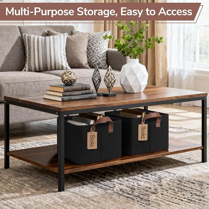 CHICVITA 4 Pack Storage Baskets for Shelves, Collapsible Fabric Closet Storage Bins with Metal Frame, Towel Organizer for Living Room, 14.8" x 10.3" x 8.3", Black