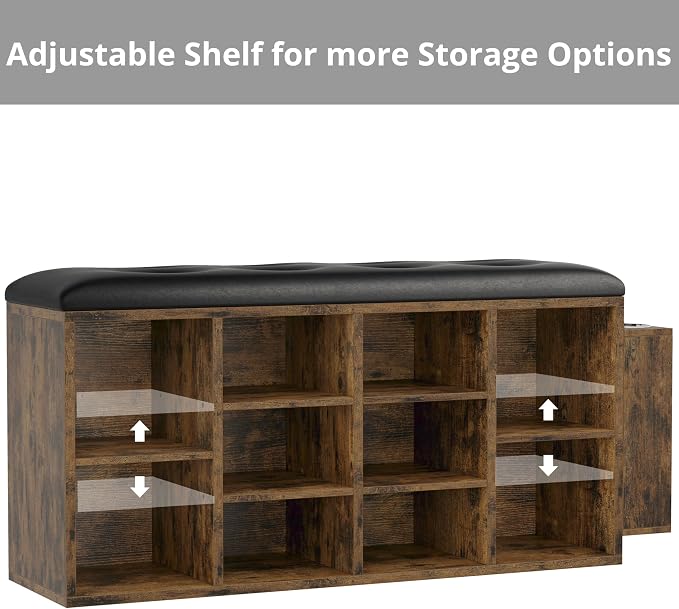 IRONCK Shoe Storage Bench with Open Shelves for Entryway and Hallway | Small space friendly