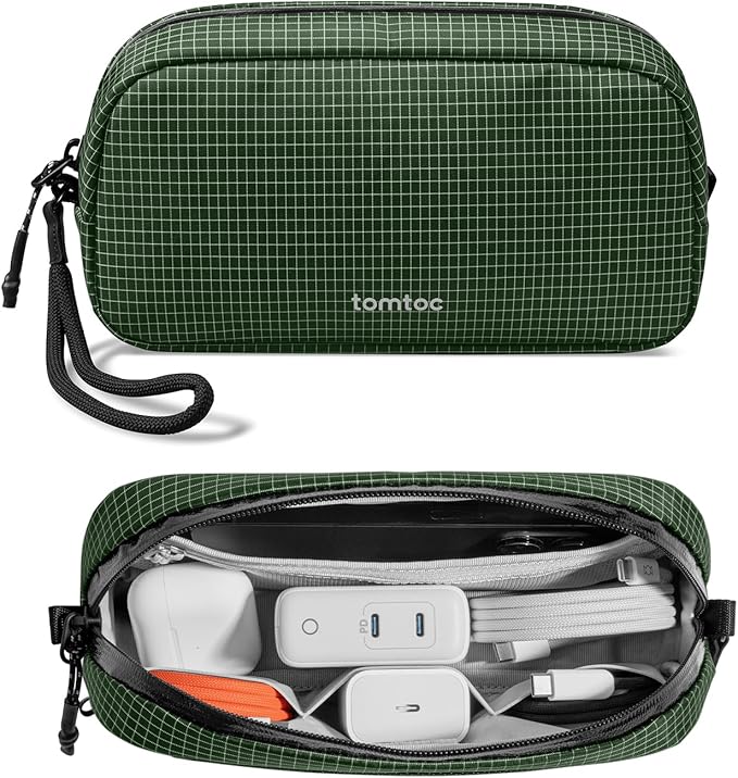 tomtoc Electronics Organizer Travel Case Performance, Cable Tech Pouch | Water Resistant Accessories Bag Carry Storage for Cord, Phone, Cables, Airpods, USB Flash Drive, Daily Items
