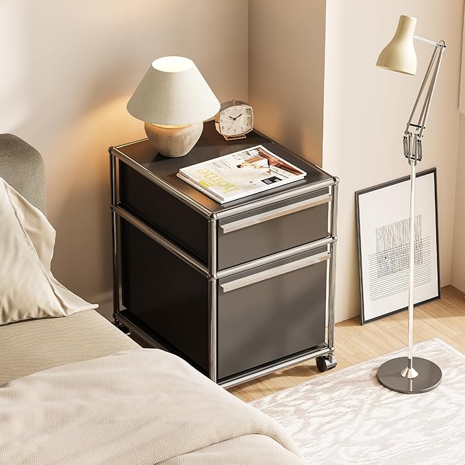 Modern Storage Cabinet Versatile Free-Standing Organizer for Home Office Décor, Green (Black, L-16 D x 21" W x 24" H)