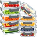 10 Pack Glass Meal Prep Containers with Lids Airtight 36oz & 12.5oz, Stackable Glass Food Storage Containers BPA Free, Leak Proof, Microwave, Oven, Freezer and Dishwasher Safe