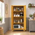 61'' Tall Metal Pantry Cabinet with Lock and 3 Adjustable Shelves,Freestanding Heavy Duty Steel Storage Locker, Yellow Metal Cabinets for Kitchen,Living Room,Laundry,Garage