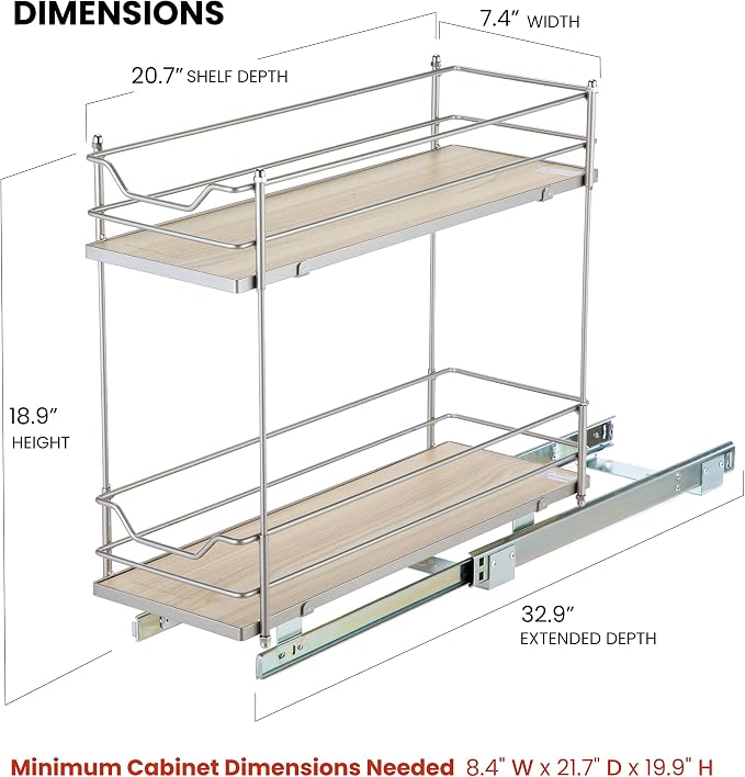 Home Zone Living Pull Out Kitchen Cabinet Organizer