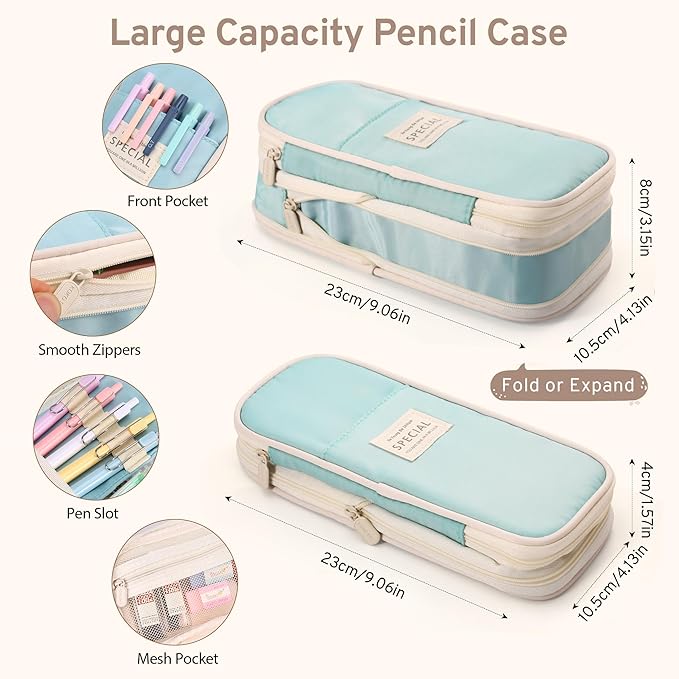DazSpirit 62PCS Aesthetic Stationery Set with Pencil Case, No Bleed Highlighters, Gel & Erasable Pens, Mechanical Pencils, Refills, Cute College School Supplies for Note Taking, Journaling