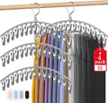 Upgrade Skirt Pants Hangers with Clips, Metal Legging Organizer for Closet with 15 Cilps Holds 60 Leggings/Shorts/Jeans/Skirts Pants Hangers Space Saving Closet Organizers and Storage, Grey 4Pack
