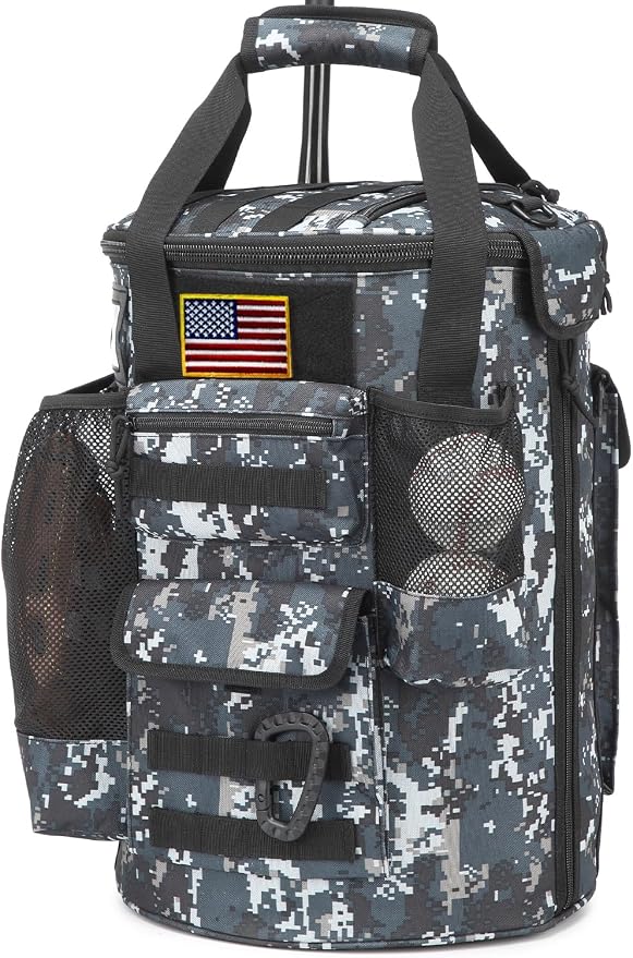 Baseball Bucket Bag 6 Gallon Tactical Softball Coaches Bag with Padded Seat | Baseball Bucket Cover Organizer for Training Equipment, Balls, Bat, Gloves, Scoreboards, with Shoulder Strap
