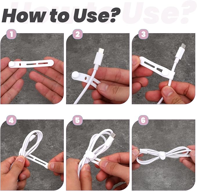 21 PCS Silicone Cable Ties Reusable Data Cable Organizer Silicone Ties Cord Keeper Organizer for Office, Multipurpose Elastic Cables Wire Tie for Bundling Fastening Earphone Phone Charging Cords