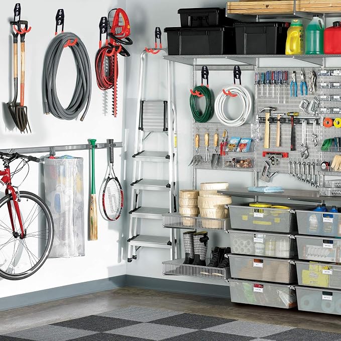 Steel Garage Storage Hooks, 16 Pack Anti-Slip Coating, Heavy Duty Wall Mount Hooks for Hanging Bike, Ladder, Garden Tools