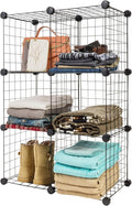 IRIS USA 6-Cube Modular Wire Cube Storage Organizer | Adjustable & Expandable Metal Shelving for Closet, Bathroom & Home Storage, Stackable Wire Grid