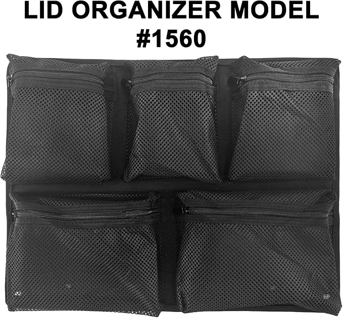 LAFENLIN UPGRADED Lid Organizer for Pelican 1560 Case[Maximize Space, Secure Gear], 5-Pocket Thick Mesh Panel for Photographers & Divers, Fits Camera Cases & Dry Boxes, Includes Screws & Hook and Loop