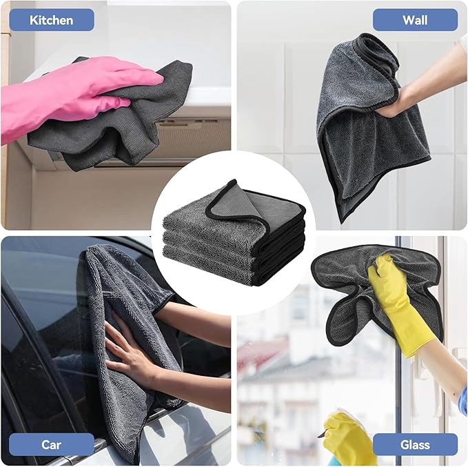 Shower Cleaning Cloths - 3pcs Super Absorbent Microfiber Bath Towels for Effortless Cleaning of Windows, Bathroom, Car & Home Toilet - Must-Have!（11.8x15.7in