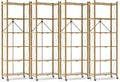 ALANNG 73.6 Inch Folding Bookshelf, 6 Tier Metal Bookcase and Bookshelves | Tall Shelves for Living Room Office Bedroom, Heavy Duty Book Shelve Free Standing Open (Gold, 4PACK)