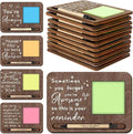 Kosiz 10 Set Back to School Teacher Gifts Wooden Sticky Note Holder with Notes and Ballpoint Pens Inspirational Sticky Notes Sets for Teacher Back to School Party Supplies, Brown