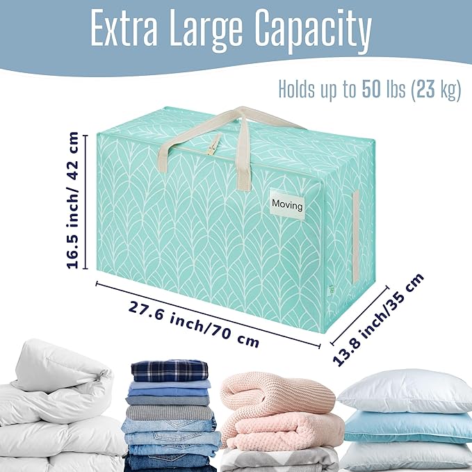 VENO 8 Pack Extra Large Heavy Duty Moving Bags with Wide Opening & Reinforced Handles, Reusable Storage Tote Bags with Strong Zippers for Clothes, College Dorm Essentials & Moving Supplies