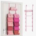 SWTYMIKI Over The Door Purse Organizer - Wall Mounted Handbag Organizer with 10 Hooks and Metal Basket, Hanging Purse Storage Rack Holds up to 10 Bags, Bag Rack Can Use As 1/2 Part, for Door, Closet