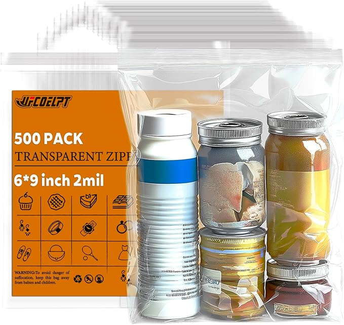 500 Count - 6" x 9" Clear Reclosable Zip Plastic Poly Bags, 2 Mil for A7 A8 A9 Cards & Envelopes, Bakery, Cookies, and Treats Packaging and Storage