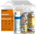 500 Count - 6" x 9" Clear Reclosable Zip Plastic Poly Bags, 2 Mil for A7 A8 A9 Cards & Envelopes, Bakery, Cookies, and Treats Packaging and Storage