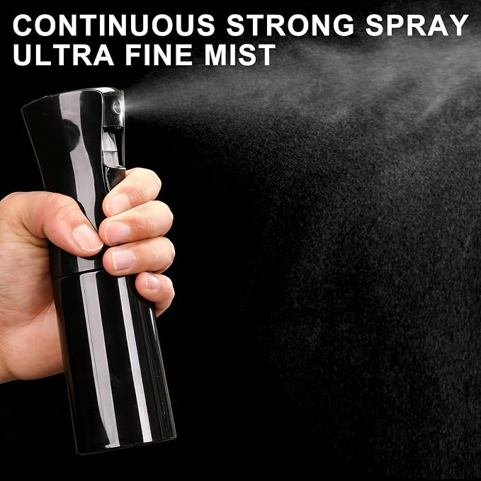 hair spray bottle, ultra-fine spray continuous spray bottle (200ml/6.8oz), used for hair design, vegetation, cleaning and skin care - empty, reusable (Pure Black)