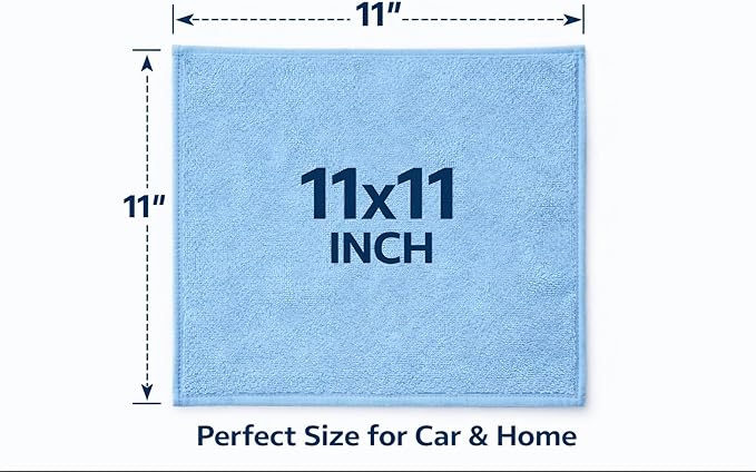 Microfiber Cleaning Cloth 6 Pack, Ultra Soft Towels for Car, Kitchen & Glass, Lint-Free, Streak-Free, Reusable 11x11 Inch