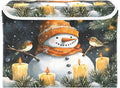Watercolor Snowman Storage Bins with Lids and Carrying Handle,Foldable Storage Boxes Organizer Containers Baskets Cube with Cover for Home Bedroom Closet Office Nursery