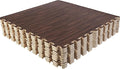 EVA Foam Floor Tiles 12-Pack - 48 SQFT Woodgrain Puzzle Mats for Floor - Interlocking Foam Tiles for Family Room or Gym Flooring by Stalwart (Dark)