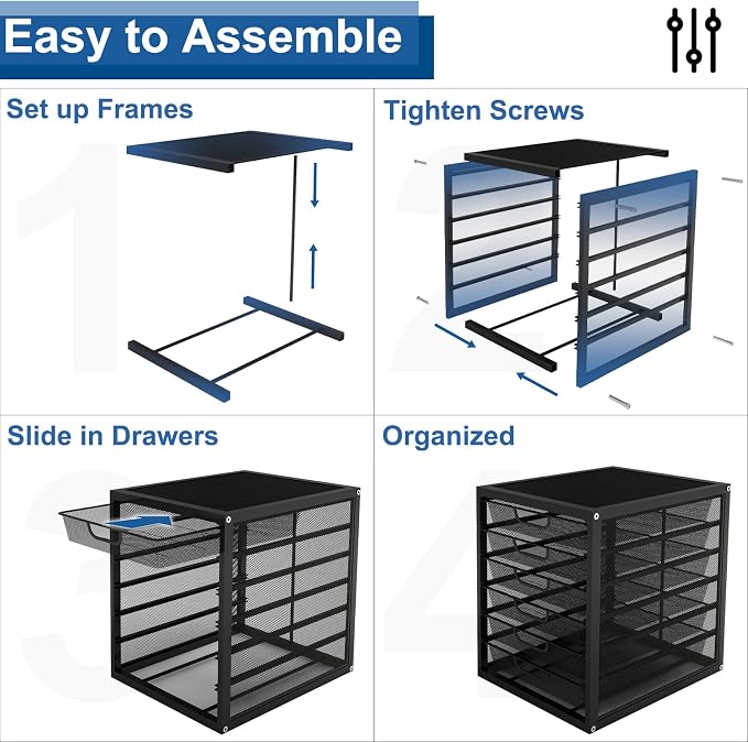 Natwind Mesh Desk Organizer with 6 Tier Sliding Drawers,Black | Paper Sorter, Multi-Functional Home Office Supplies Storage Tray for Letters, Documents,Mail, Files, Arts & Crafts Supplies